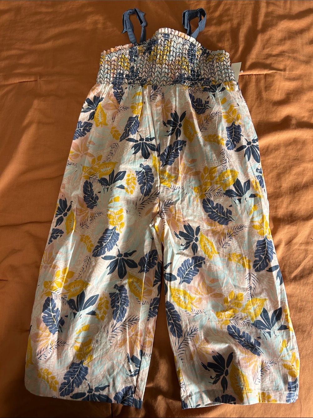 Girls' 24 Mo Tommy Bahama Floral Wide-Leg Jumpsuit - Yellow & Navy